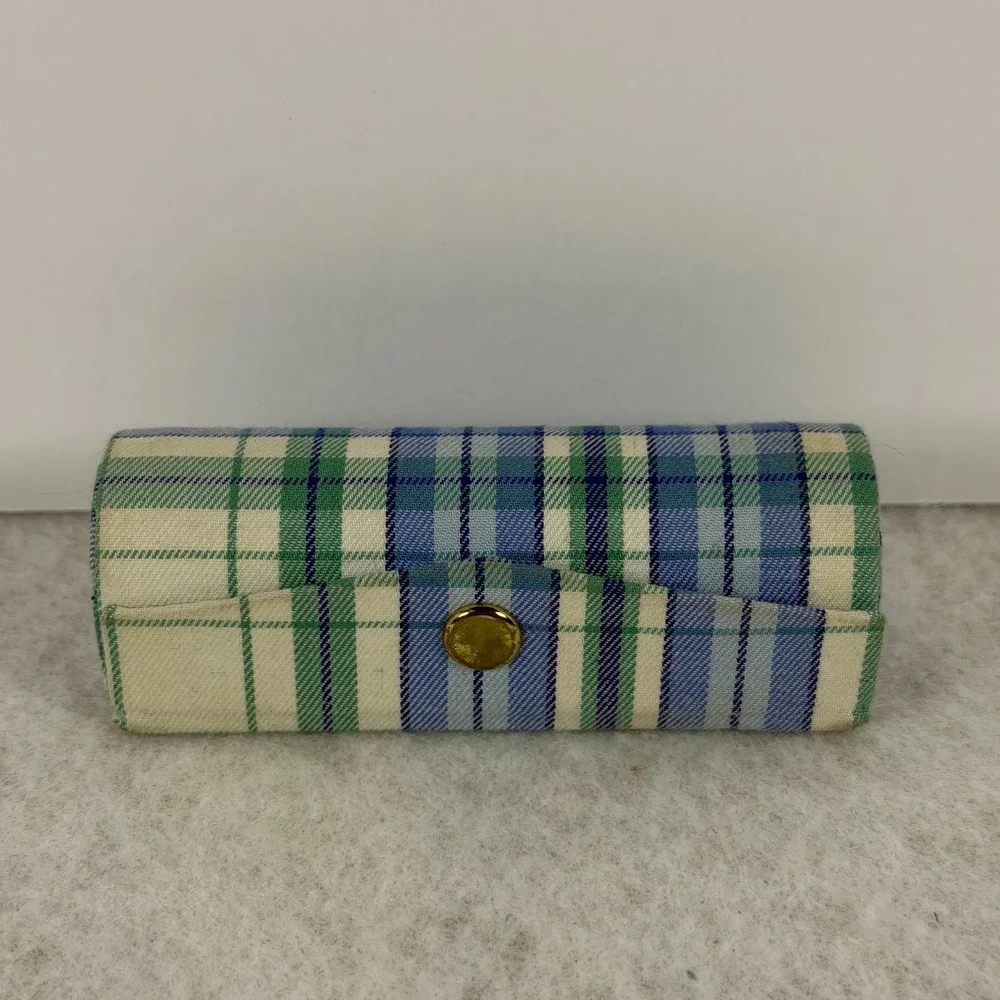 Pendleton Plaid Wool Lipstick Case Small Mirror Compact Blue Green Tartan OS